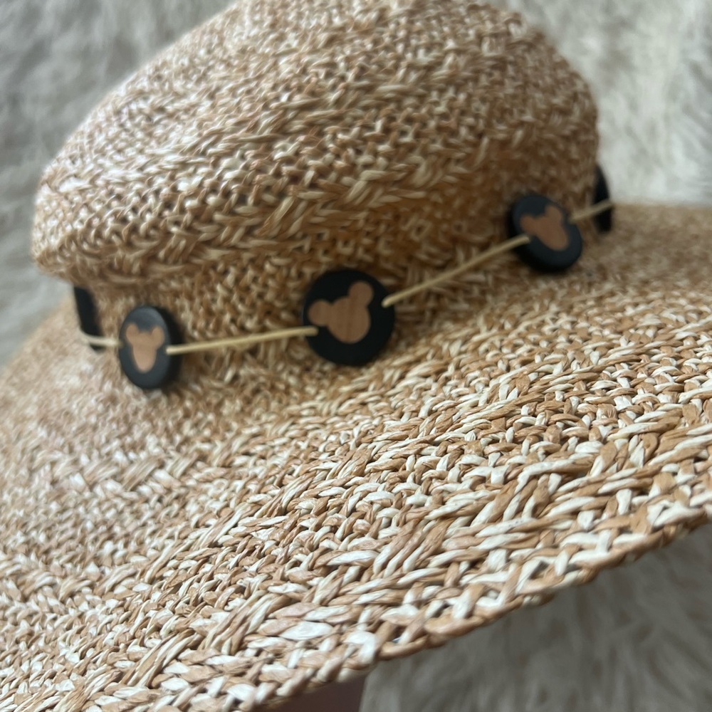 Disney Straw Hat with Black Mickey Details